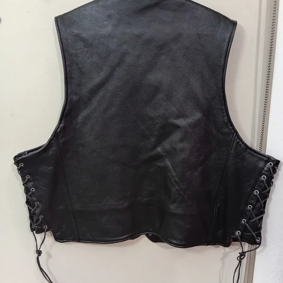 Hot Leathers Black Leather Vest - Picture 4 of 5
